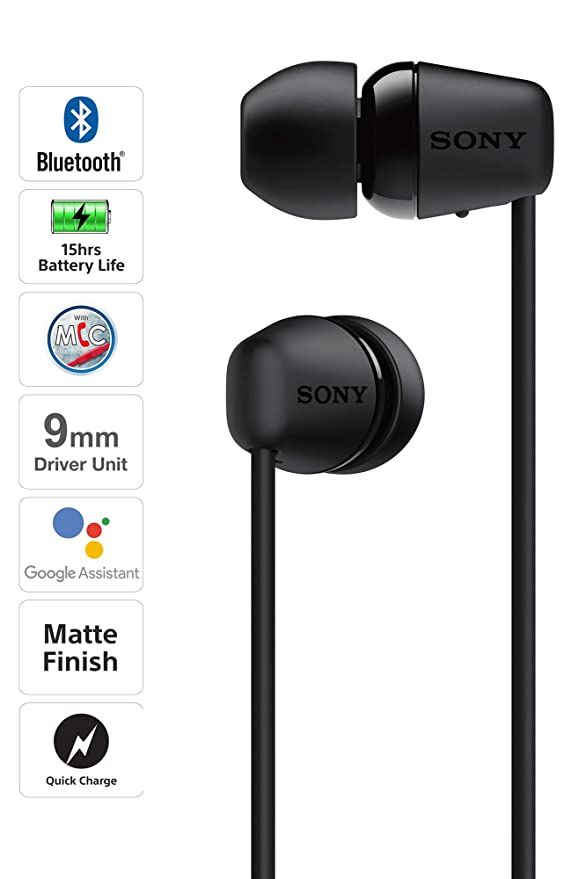 Sony WI-C200 (Wireless Bluetooth Magnetic Earbuds In-Ear Headset with mic)